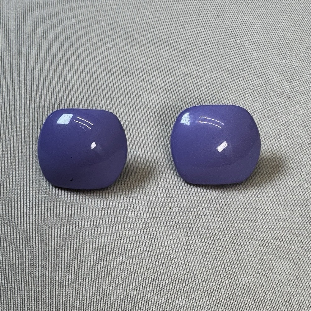 Vintage Lavendar Puffy Rounded Rectangle Earrings